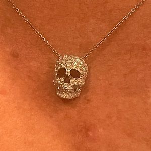 Faux diamond skull pendant necklace